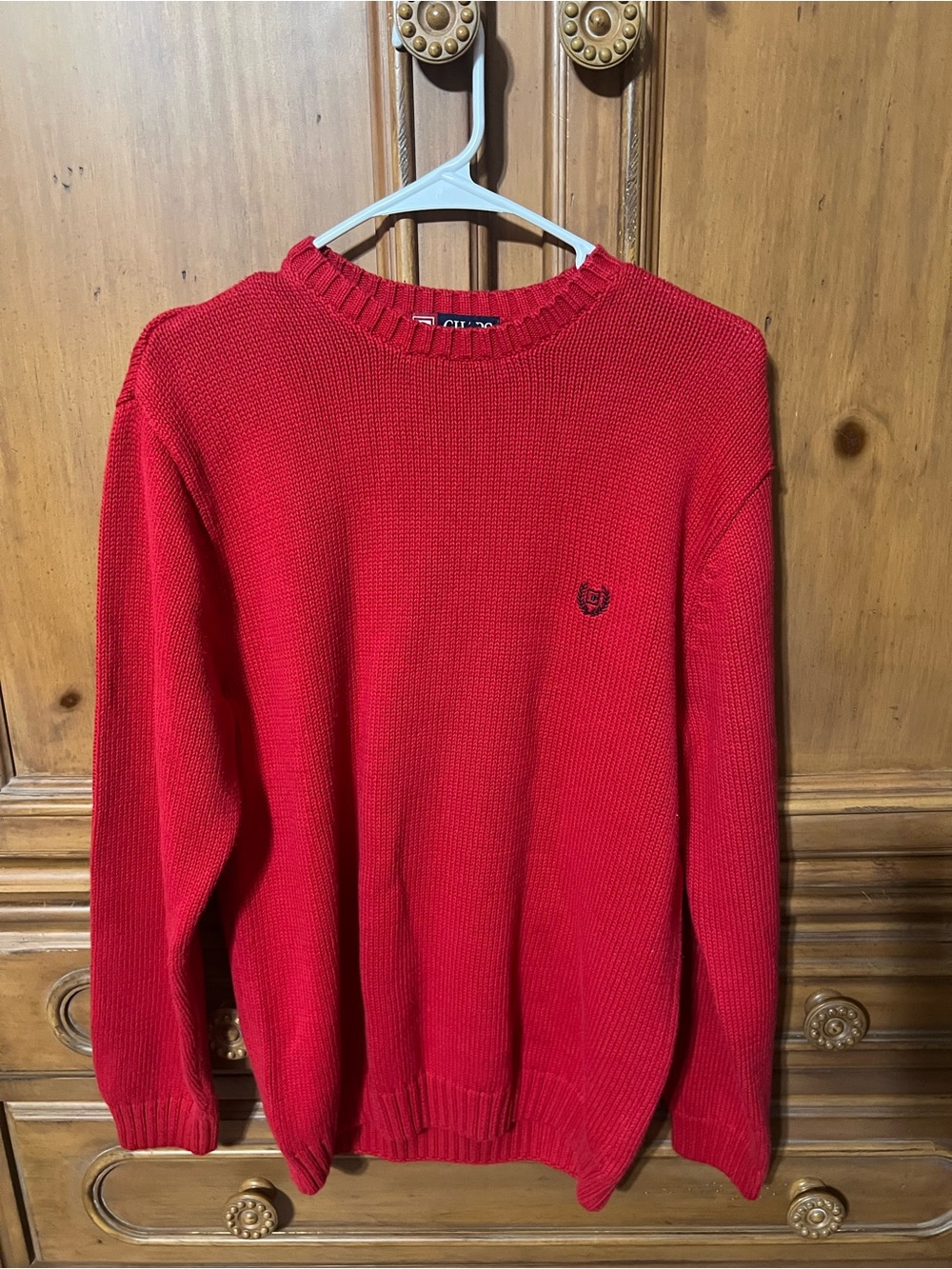 Chaps Men’s Bright Red Crewneck Knit Sweater